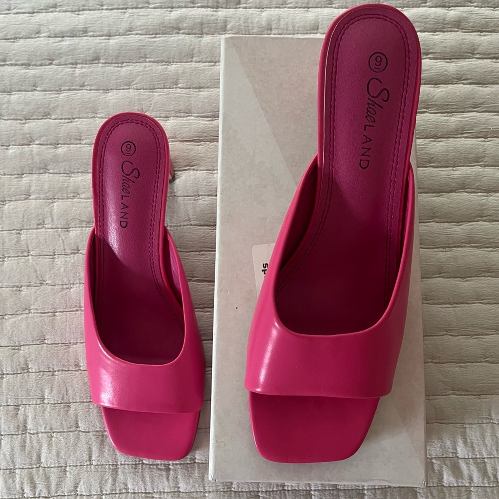 New In Box Pink slide on heels. Shoe Land Size 9. Only tried on. - Picture 6 of 6